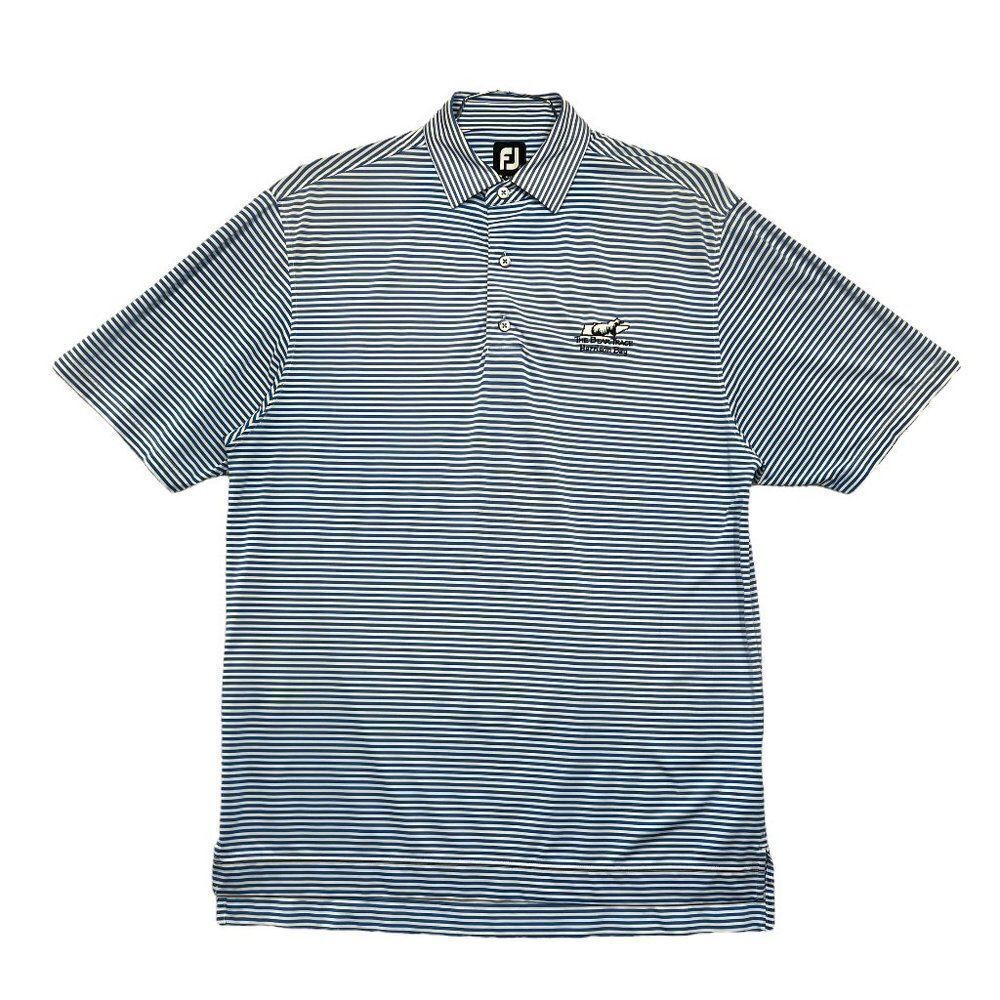 FootJoy Polo‎ Men's Size Medium Blue Striped Bear Trace Embroidered Golf Shirt